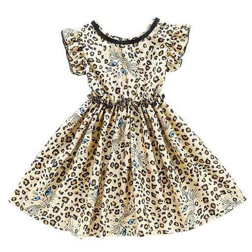 Girl's Dresses 2021 Summer Casual Baby Girls Flare Sleeve Leopard Dress Cotton Kids Toddler Sundress AwsomU