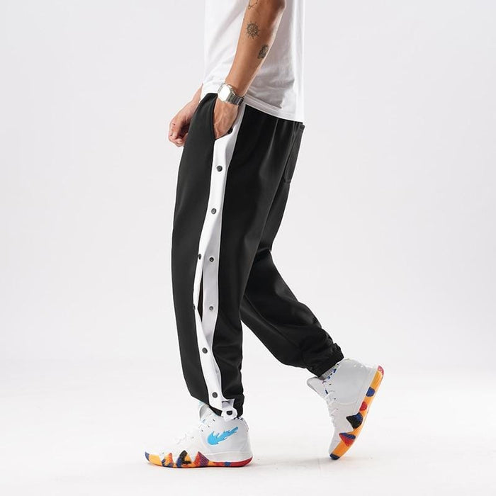 Men's Pants new men hip hop pants side buttons men's elastic waist loose style men joggers trousers Casual Track Pants AwsomU