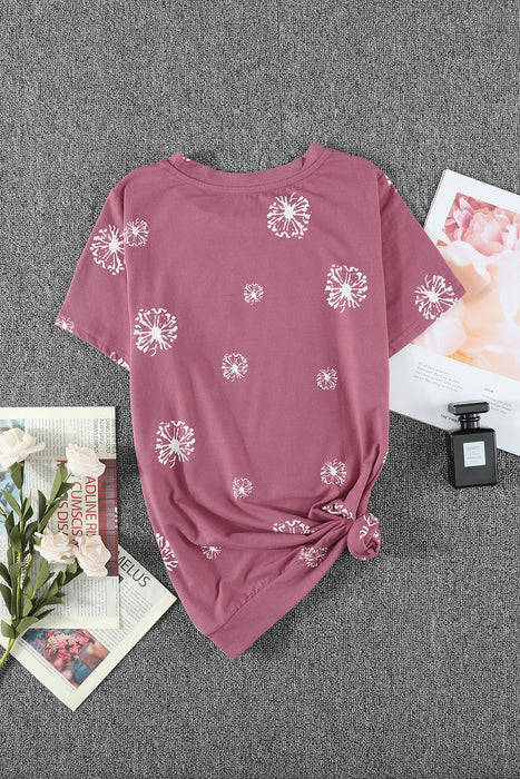 Girls Dandelion Print Round Neck Tee