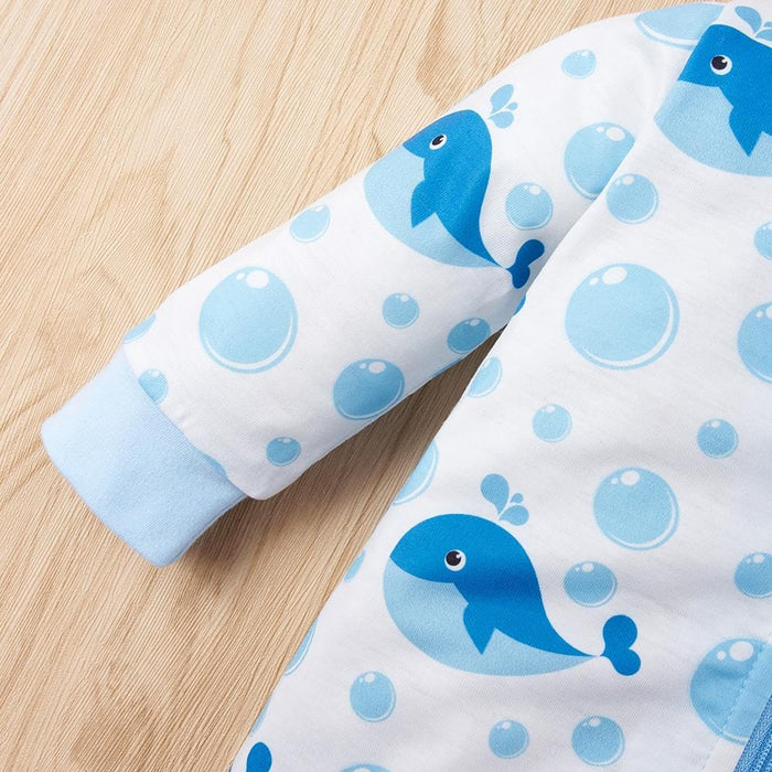 Baby Clothing Baby Whale Print Two-Tone Jumpsuit AwsomU
