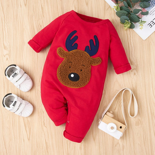 Baby Clothing Baby Reindeer Applique Jumpsuit AwsomU