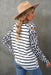 Women's T-Shirt Leopard Print Striped Distressed Long Sleeve Tee AwsomU