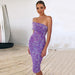 Dresses New Fashion Sexy Violet Black Sequined Skinny Womens One Shoulder Sleeveless Mid length Celebrity Party Dress AwsomU