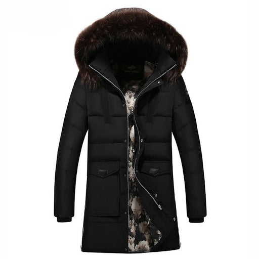 Men's Jacket & Coats Covrlge Winter Parkas Long Fur Hooded Cotton Coat AwsomU