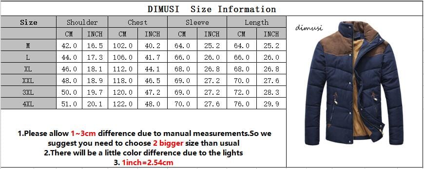 Men's Jacket & Coats DIMUSI Winter Jacket Men Warm Casual Parkas Cotton Stand Collar Winter Coats AwsomU