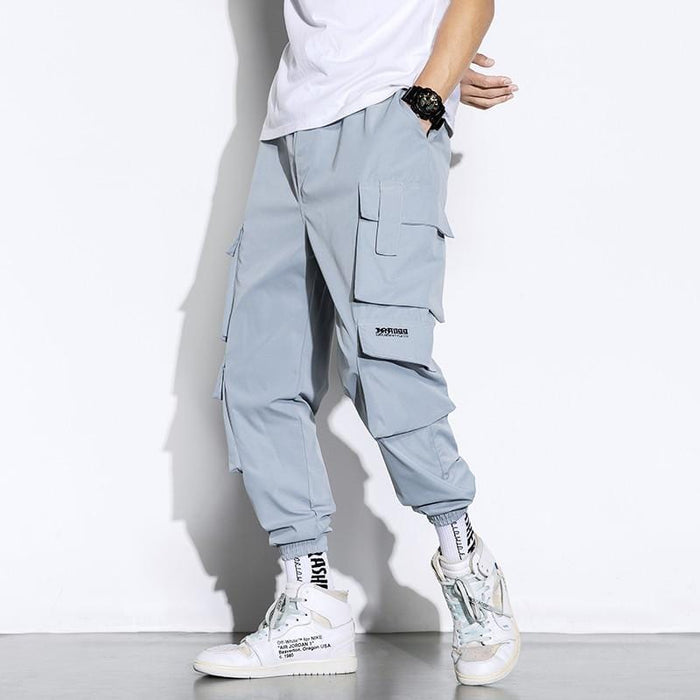 Mens Casual Cargo Pants Fashion Sweatpants Baggy Hip Hop Cropped Trousers 