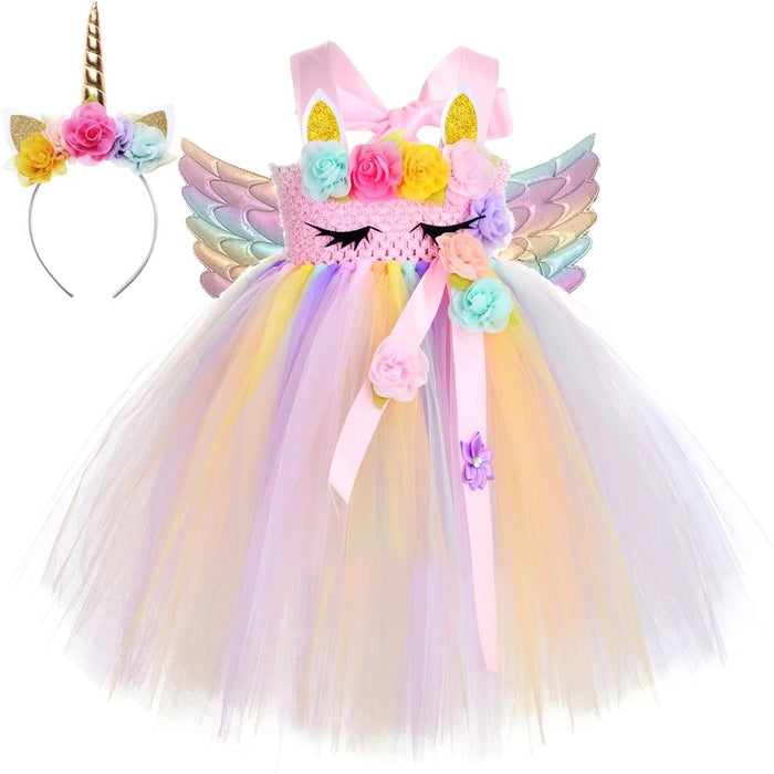 Party Costume Flower Girl Unicorn Tutu Dress for Kids Christmas Halloween Costumes Girls Princess Dresses Mid carf Outfit for Birthday Party AwsomU