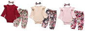 Girl's Set Newborn Baby Girls Clothes Sets Spring Fall Infant Outfits Long Sleeve Tops Flower Pants Headband Cute 3Pcs Toddler Clothing Sets AwsomU