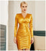 Dresses Women Fashion Long Sleeve Hollow Out Club Dress Sexy V Neck Celebrity Draped Runway Evening Party Dresses AwsomU