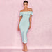 Dresses New Fashion Sexy Women Off Shoulder Winter Bodycon Celebrity Midi Bandage Dress Plus Size AwsomU