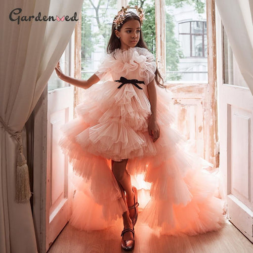 Girl's Dresses Lovely Ball Gown Flower Girl Dress For Wedding Party Gown High Birthday Princess Dresses AwsomU