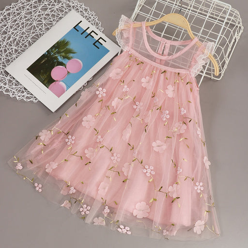 Girl's Dresses Girls Elegant Floral Lace Dress Baby Girl Sleeveless Pink Frocks Children Toddler 18M 2 3 4 5 6 Yrs Clothes Summer Dresses AwsomU