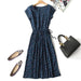 Dresses Mid length floral dress female retro high waist big swing print dress AwsomU