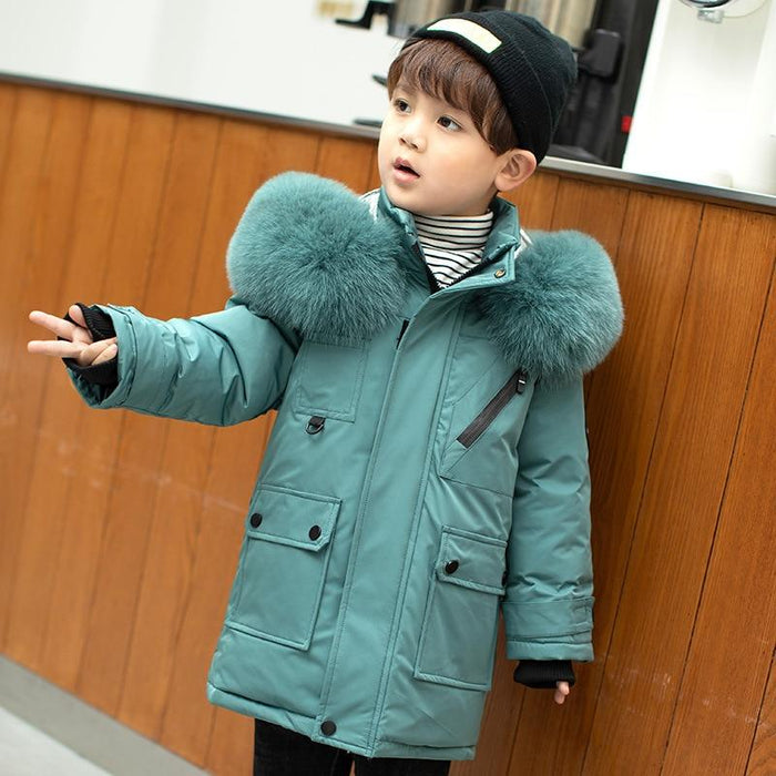Boy's Jackets New Children Winter Down Jacket Boy clothes Thick Warm Hooded Coat Kids Parka Real fur Teen clothing Outerwear snowsuit AwsomU