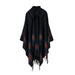 Scarfs New fashion women winter shawl wraps thick warm blanket scarf oversize hooded black ponchos and capes striped tassel AwsomU