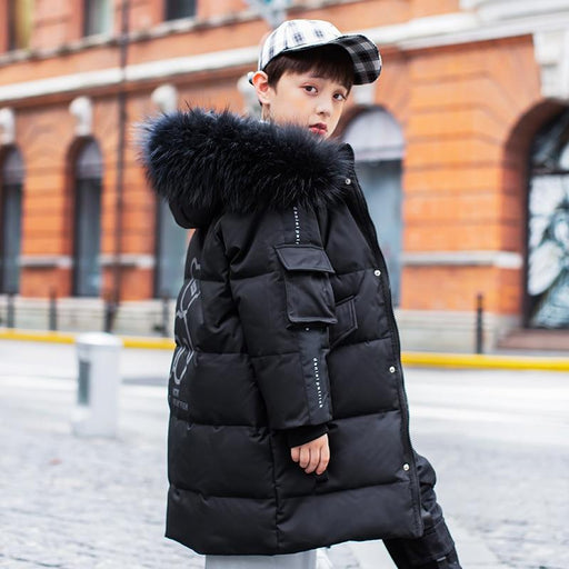 Boy's Jackets Russian Winter Down Jacket For Boys Thick Warm Big Fur Boys Outerwear Coat Kids Teenage Parka Clothes AwsomU