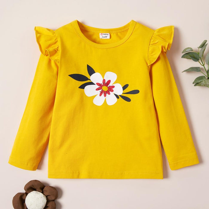 Girl's Tops Fall Spring 3 pack Girls T shirt Floral Dots Long sleeve Tee Sets Children Clothing T-Shirts AwsomU
