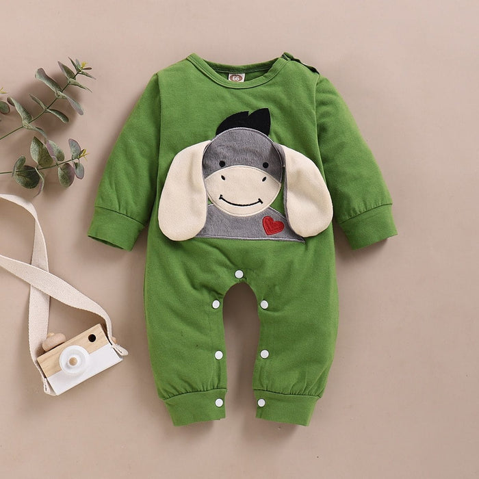 Baby Jumpsuit Spring Fall Winter Baby 3D Design Donkey Embroidery Long sleeve Jumpsuit for Baby Boy Clothes Rompers AwsomU