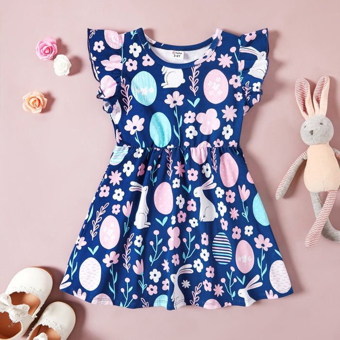 Girl's Dresses New Arrival Summer and Spring 3 piece Toddler Rabbit Floral Short sleeve Dress Toddler Girl Rabbit Dress AwsomU