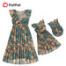 Girl's Dresses New Summer Mommy and Me Floral Print Flounce V neck Sleeveless Dresses Matching Family Outfits AwsomU