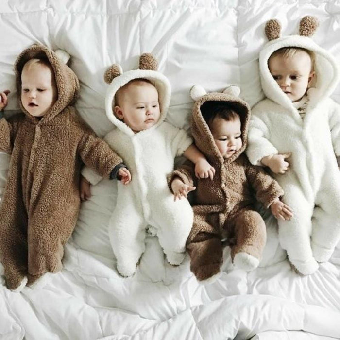 Baby Jumpsuit Winter Warm Cotton Casual Newborn Cute Bear Design winter Hooded Jumpsuit Bag Foot Romper For Baby Boy Baby Girl AwsomU