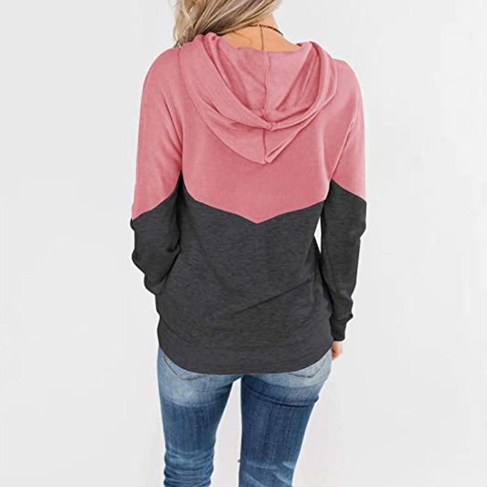 Women's hoodie Patchwork Hoodies Women Drawstring Vintage Sweatshirts Autumn Winter Long Sleeve Sport Oversized Female Casual Hoodie AwsomU
