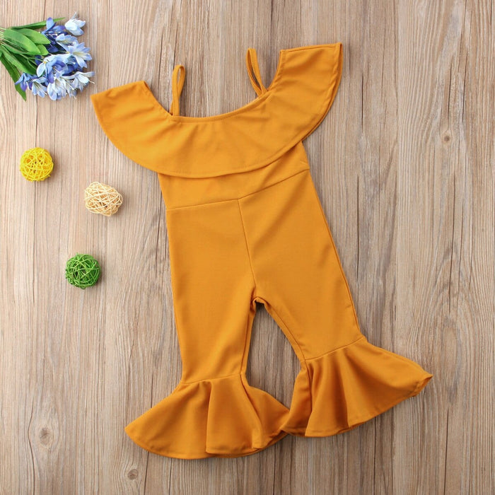 Girl's Romper Pudcoco Girl Jumpsuits 1Y 7Y US Stock Kids Baby Girls Off Shoulder Romper Bell Bottom Pants Outfit Clothes AwsomU