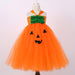 Party Costume Pumpkin Long Tutu Dresses for Girls Princess Halloween Witch Dress Up Costumes for Children AwsomU