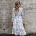 Dresses Sexy V Neck Floral Dress Ladies 2022 New Butterfly Sleeve High Waist Casual Print Dresses For Women Summer Chiffon Dress AwsomU