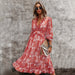 Dresses Sexy V Neck Floral Dress Ladies 2022 New Butterfly Sleeve High Waist Casual Print Dresses For Women Summer Chiffon Dress AwsomU