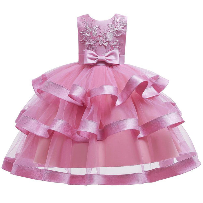 Girl's Dresses Dresses For Girls Elegant Cake Bow Dress Girl Evening Party Play Show Dress Long Kids Casual Children Ball Gown Clothing AwsomU
