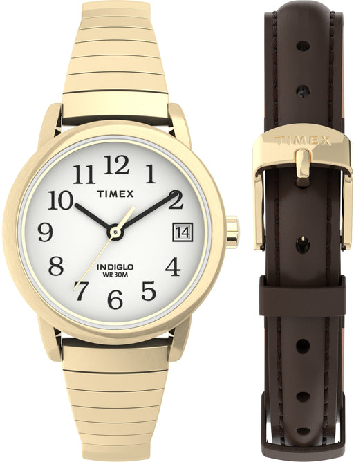 Timex Timex TWG025300 Easy Reader   25mm Expansion Band Watch and Leather Strap Box Set AwsomU