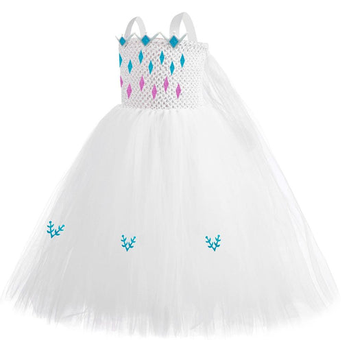 Party Costume White Snow Queen Elsa Princess Dress Gown for Girls Kids Cosplay Halloween Costumes Toddler Girl Tutu Fancy Dresses with Cloak AwsomU