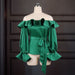 Tops & Blouses Women Blouses Tops Shirts Off Shoulder Ruffles Long Lantern Sleeves Sexy Christmas with Waist Belt Spring Summer New Fashion Lady Blouse AwsomU