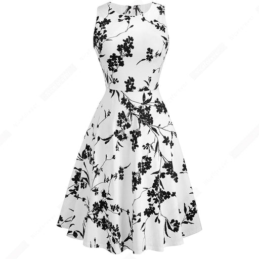 Dresses Women Casual Sleeveless Tunic Swing Party Dress Summer Spring Vintage Print A line Dress AwsomU