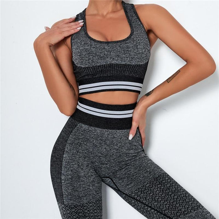 Women's Two Piece Suit Women Sport Set Fitness Clothing Femme Seamless Jogging Set 2 Piece Gym Workout Sport Suit Women Gym Leggings Sport Bra Set AwsomU