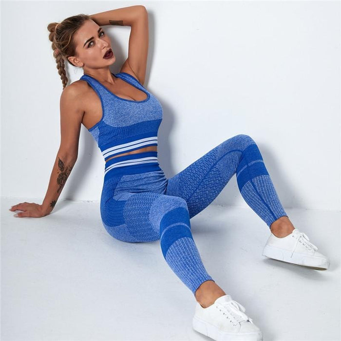 Women's Two Piece Suit Women Sport Set Fitness Clothing Femme Seamless Jogging Set 2 Piece Gym Workout Sport Suit Women Gym Leggings Sport Bra Set AwsomU