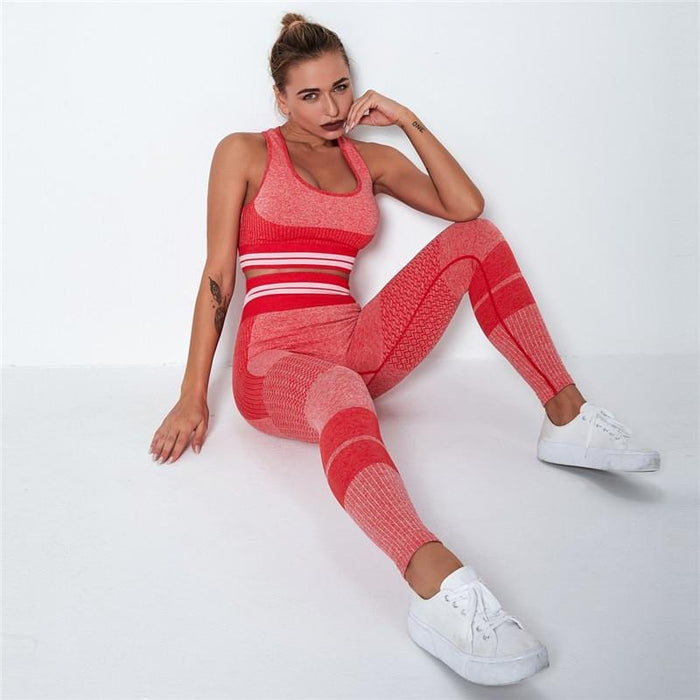 Women Sport Set Fitness Clothing Femme Seamless Jogging Set 2