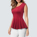 Tops & Blouses Women casual solid color ruffle Sleeveless tees Fitted sheath bodycon fashion tops AwsomU