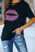 Women's T-Shirt Leopard Lip Distressed T-Shirt AwsomU