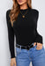 Women's T-Shirt Mock Neck Lettuce Hem Long Sleeve Tee AwsomU