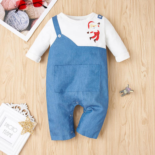 Baby Clothing Baby Santa Graphic Faux Overall Jumpsuit AwsomU