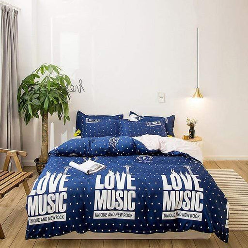 Bedding Set 3pcs / 4pcs Nordic Printed Luxury Bedding Sets Pillowcases Bedsheet Comforter Cover Music AwsomU