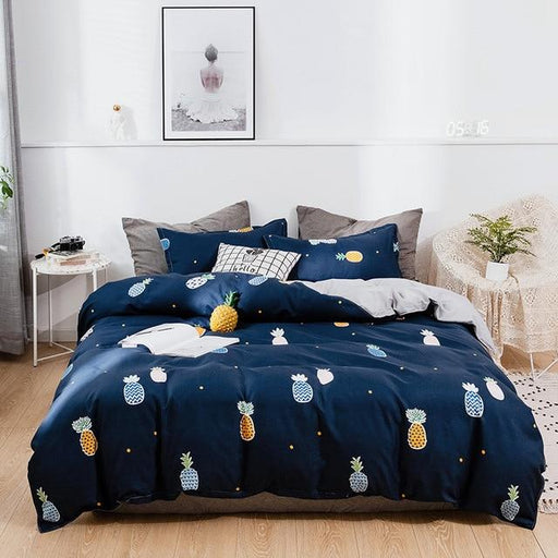 Bedding Set 3pcs / 4pcs Nordic Printed Luxury Bedding Sets Pillowcases Bedsheet Comforter Cover Pineapple AwsomU