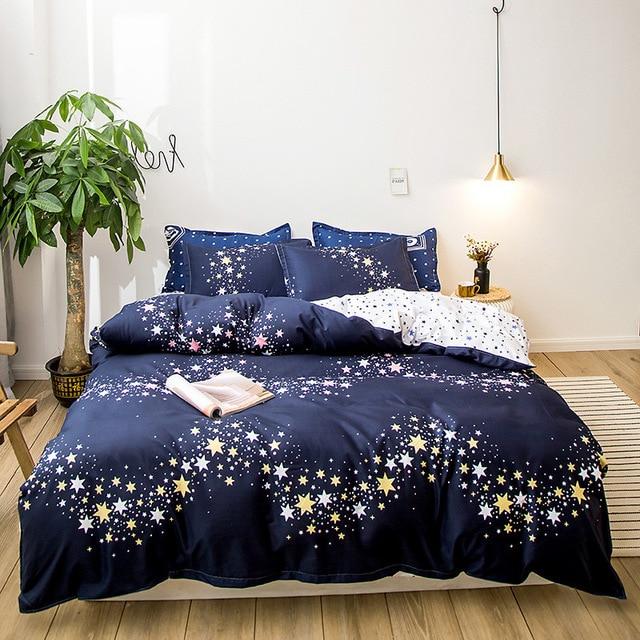 Bedding Set 3pcs / 4pcs Nordic Printed Luxury Bedding Sets Pillowcases Bedsheet Comforter Cover Star AwsomU