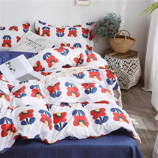 Bedding Set 4pcs 3pcs Nordic Luxury Bedding Sets Bedsheet Pillowcases Comforter Cover Flower AwsomU