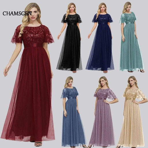 Dresses Embroidered Women Short Sleeve Solid Dresses AwsomU