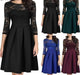 Dresses JAYCOSIN Women Dress Casual Lace Hollow out Three Quarter Ankle Length Vestido AwsomU