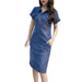 Dresses Women's Denim Dress Elegant Cowboy Casual Dress AwsomU