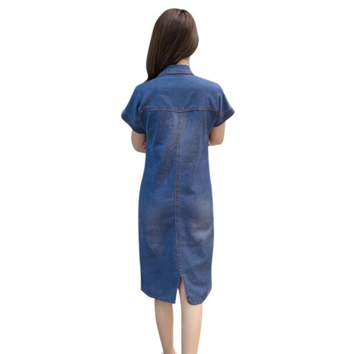 Dresses Women's Denim Dress Elegant Cowboy Casual Dress AwsomU